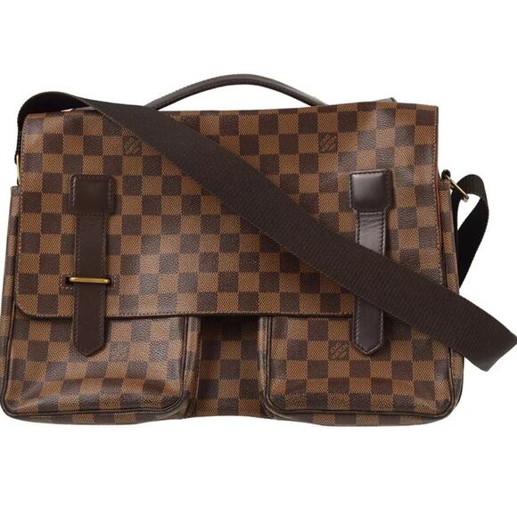 AUTHENTIC LOUIS VUITTON DAMIER BROADWAY 2WAY BUSINESS HANDBAG BROWN - Picture 1 of 10